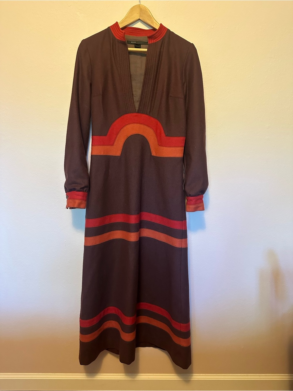 Marc Jacobs wool retro stripe maxi dress